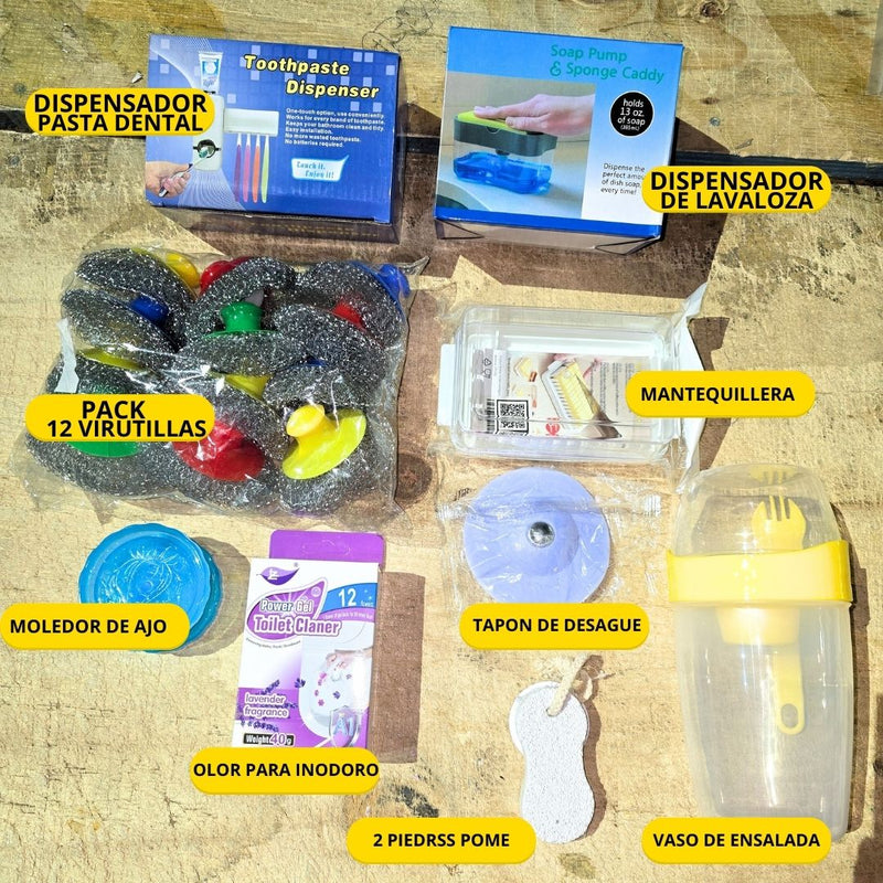 Pack de 9 accesorios para el hogar, cocina y baño