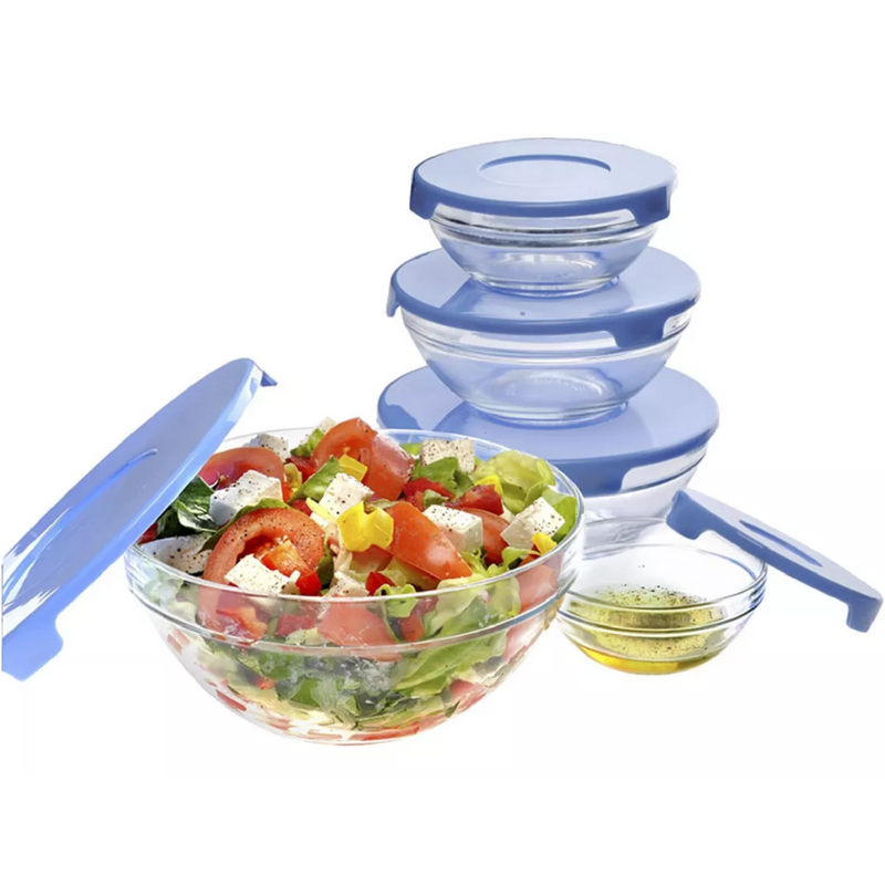 Set 5 Taper Bowl Vidrio con tapa para Alimentos