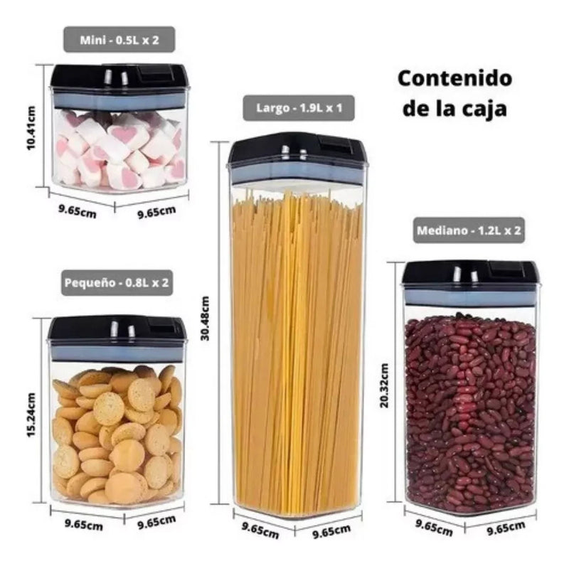 SET DE 7 CONTENEDORES HERMÉTICOS C-BOX + Kit de Cuchillos Cocina 6 Pcs, completamente Gratis!!